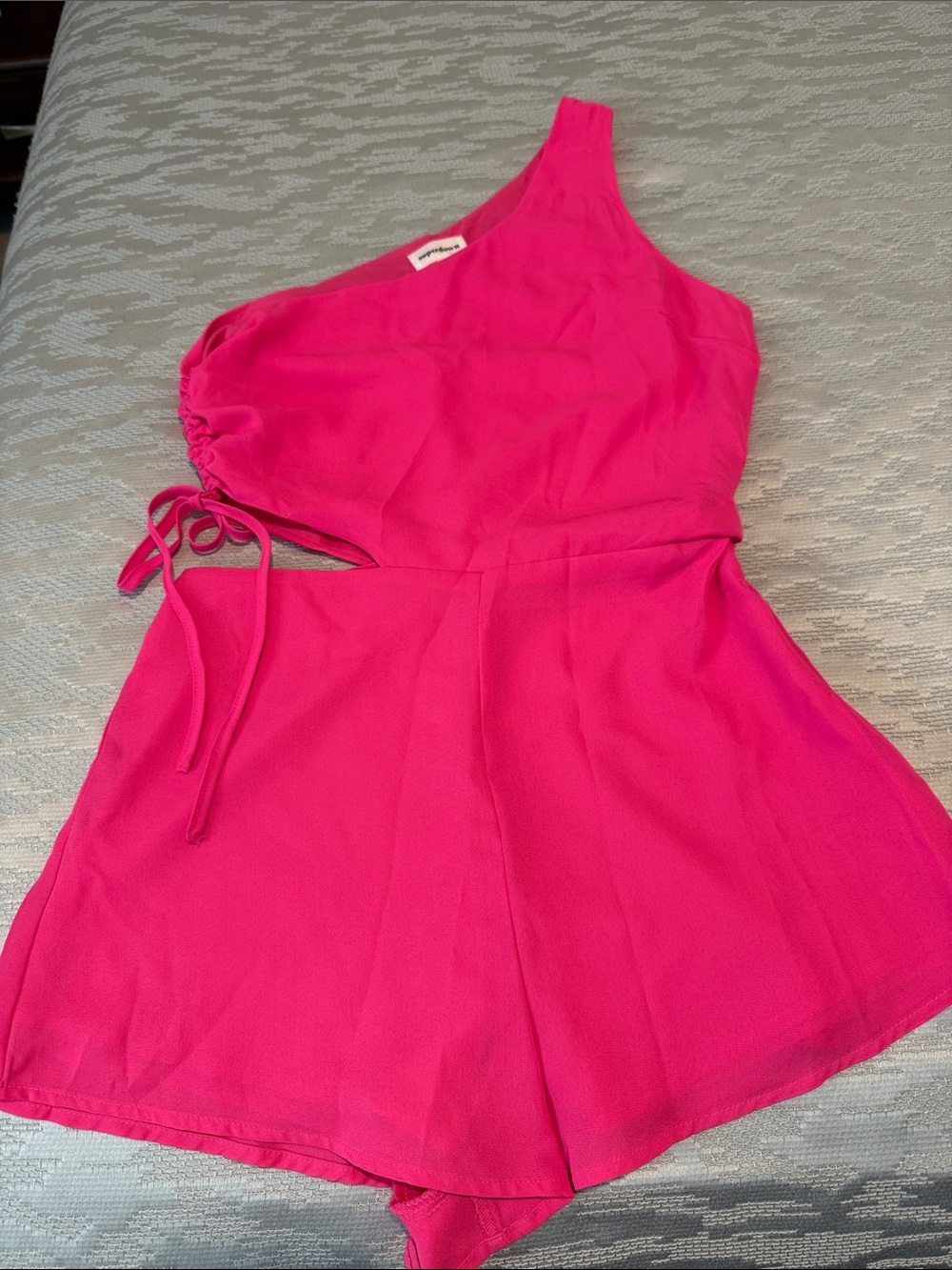 superdown Hot Pink One-Shoulder Cutout Romper
